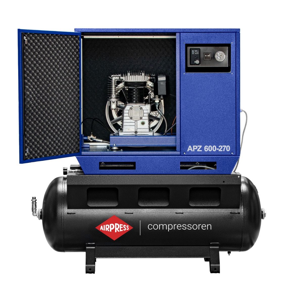 Airpress cichy kompresor dwutłokowy APZ 600-270 10 bar 5.5 KM/4 kW 465 l/min 270 l
