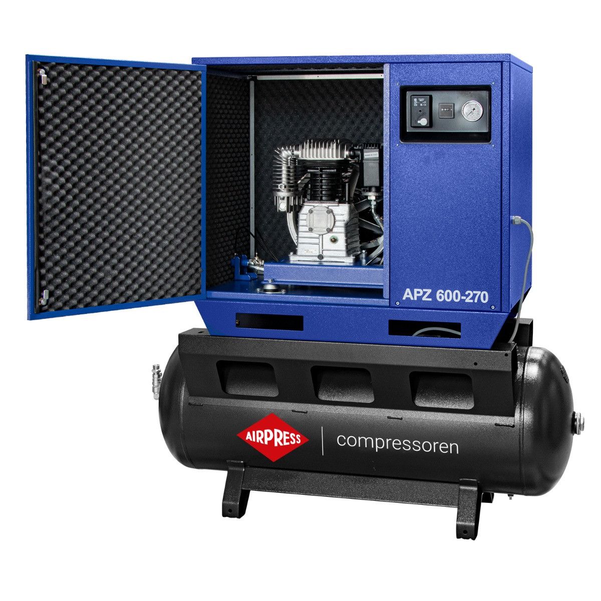 Airpress cichy kompresor dwutłokowy APZ 600-270 10 bar 5.5 KM/4 kW 465 l/min 270 l