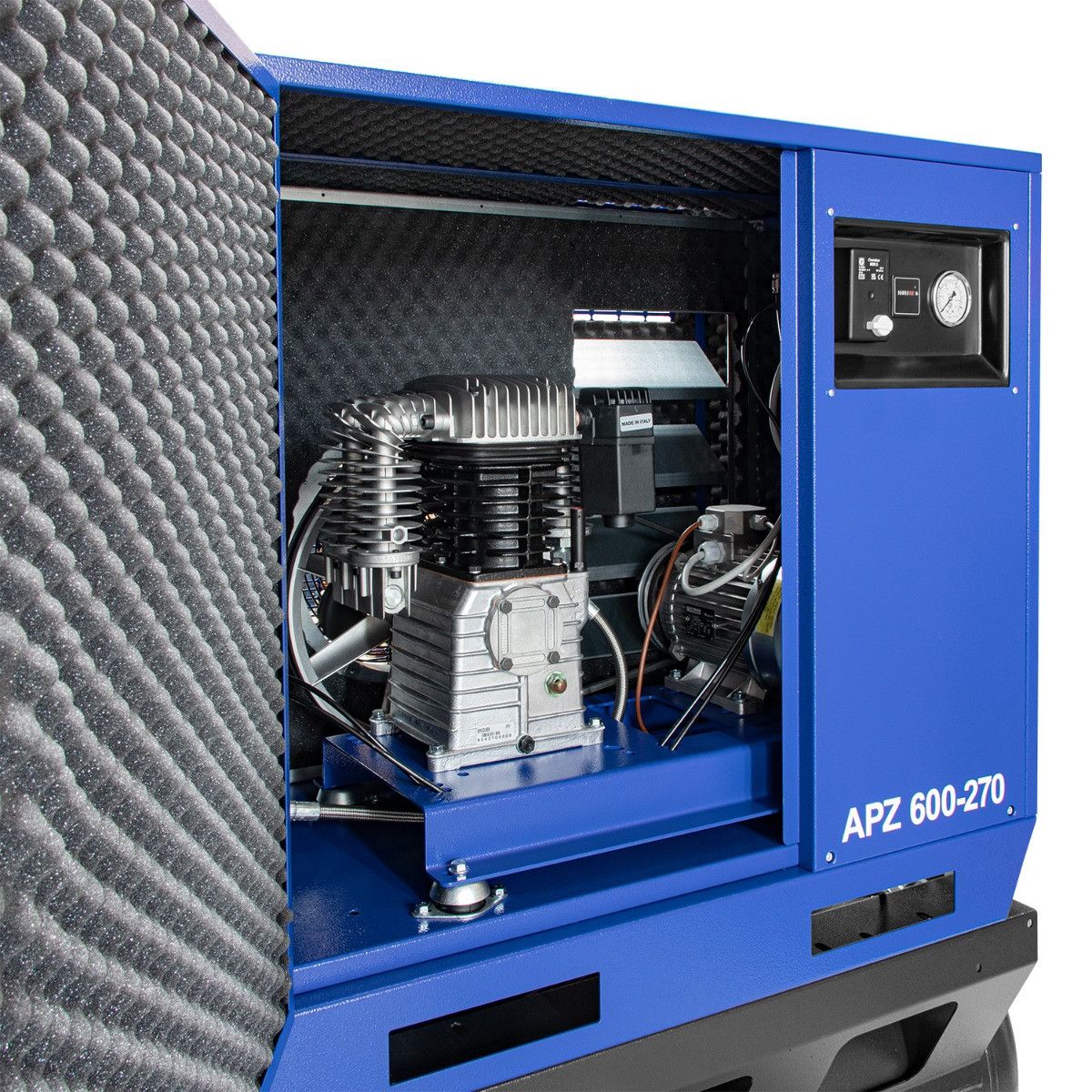 Airpress cichy kompresor dwutłokowy APZ 600-270 10 bar 5.5 KM/4 kW 465 l/min 270 l