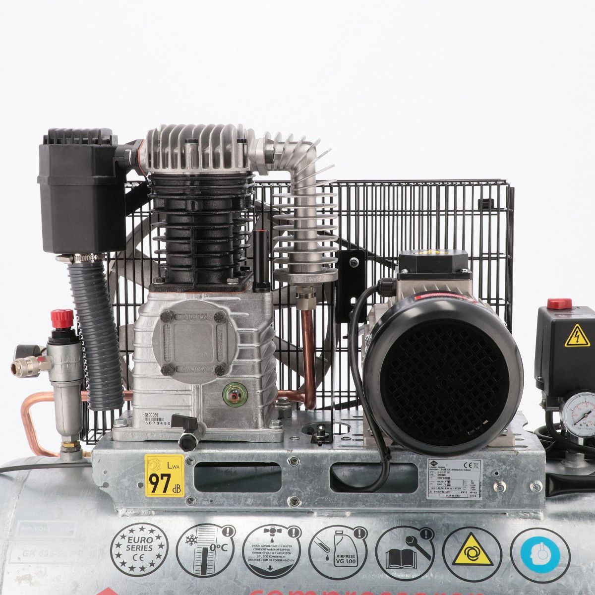 Airpress kompresor dwutłokowy G 625-90 Pro 10 bar 4 KM/3 kW 400V 539 l/min 90 l galwanizowany
