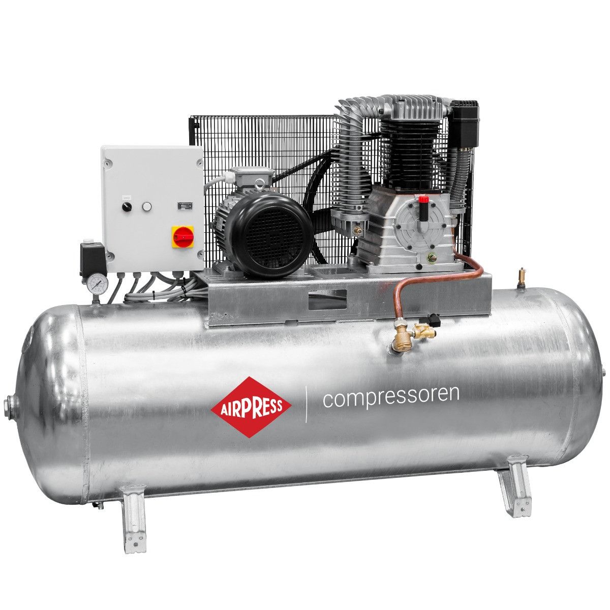 Airpress kompresor dwutłokowy G 1500-500 SD Pro 14 bar 10 KM/7.5 kW 400V 857 l/min 500 l galwanizowany - połączenie gwiazda-trójkąt