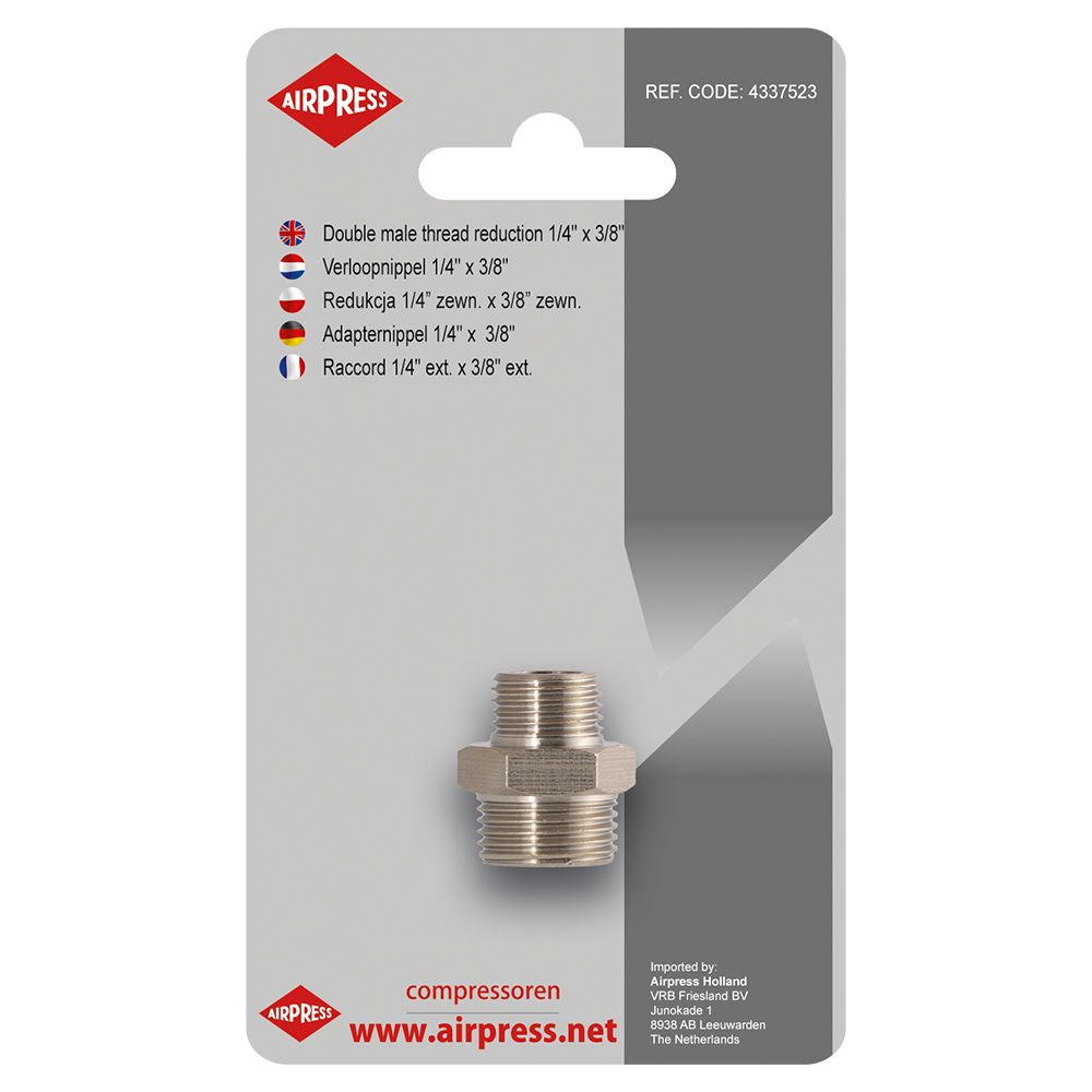 Złączka redukcyjna 1/4"x3/8" GZ w blistrze nypel Airpress