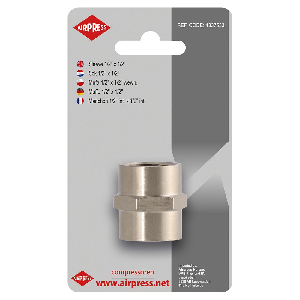 Mufa 1/2" GW złączka w blistrze łącznik Airpress