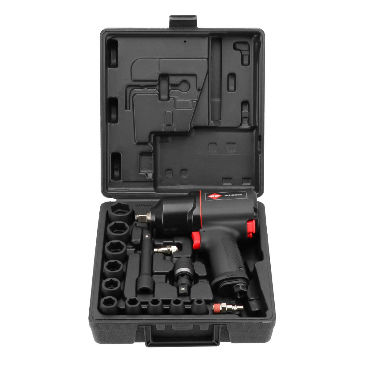 Klucz udarowy pneumatyczny 1/2" Airpress + nasadki udarowe (10 sztuk) - zestaw do kół