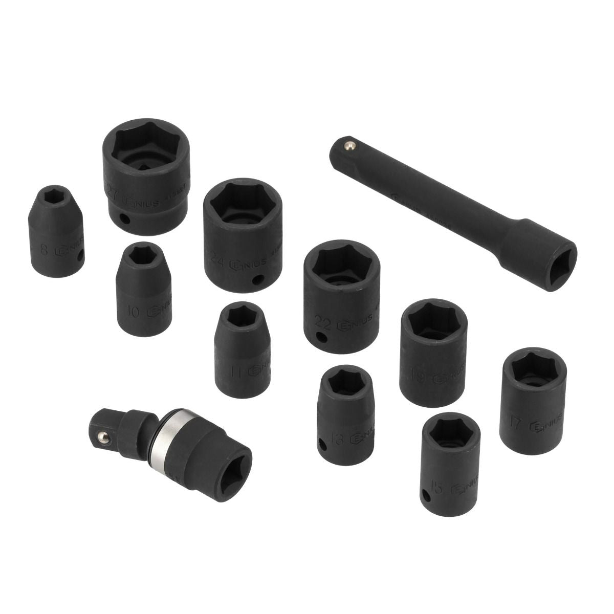 Klucz udarowy pneumatyczny 1/2" Airpress + nasadki udarowe (10 sztuk) - zestaw do kół