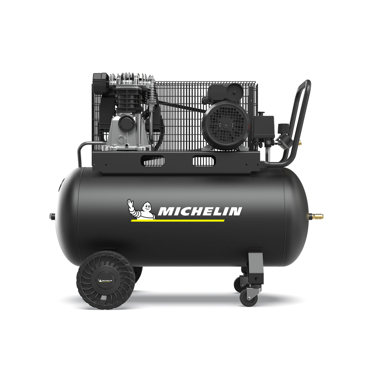 Kompresor dwutłokowy Michelin Classic PRO z czarnym zbiornikiem na kołach