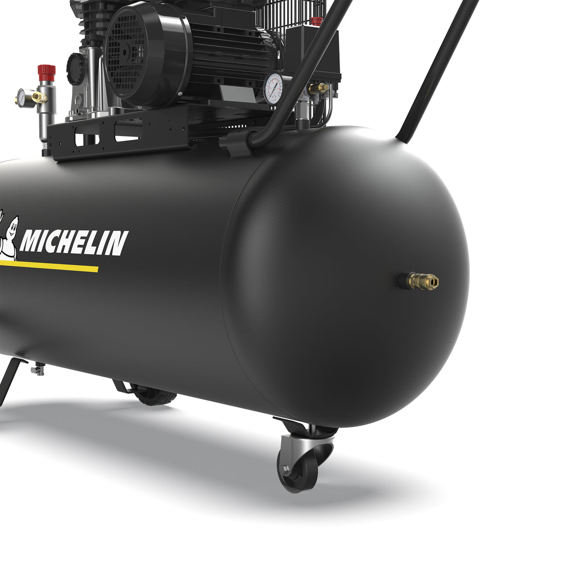 Kompresor MICHELIN z czarnym zbiornikiem, zawór boczny i żółty pasek