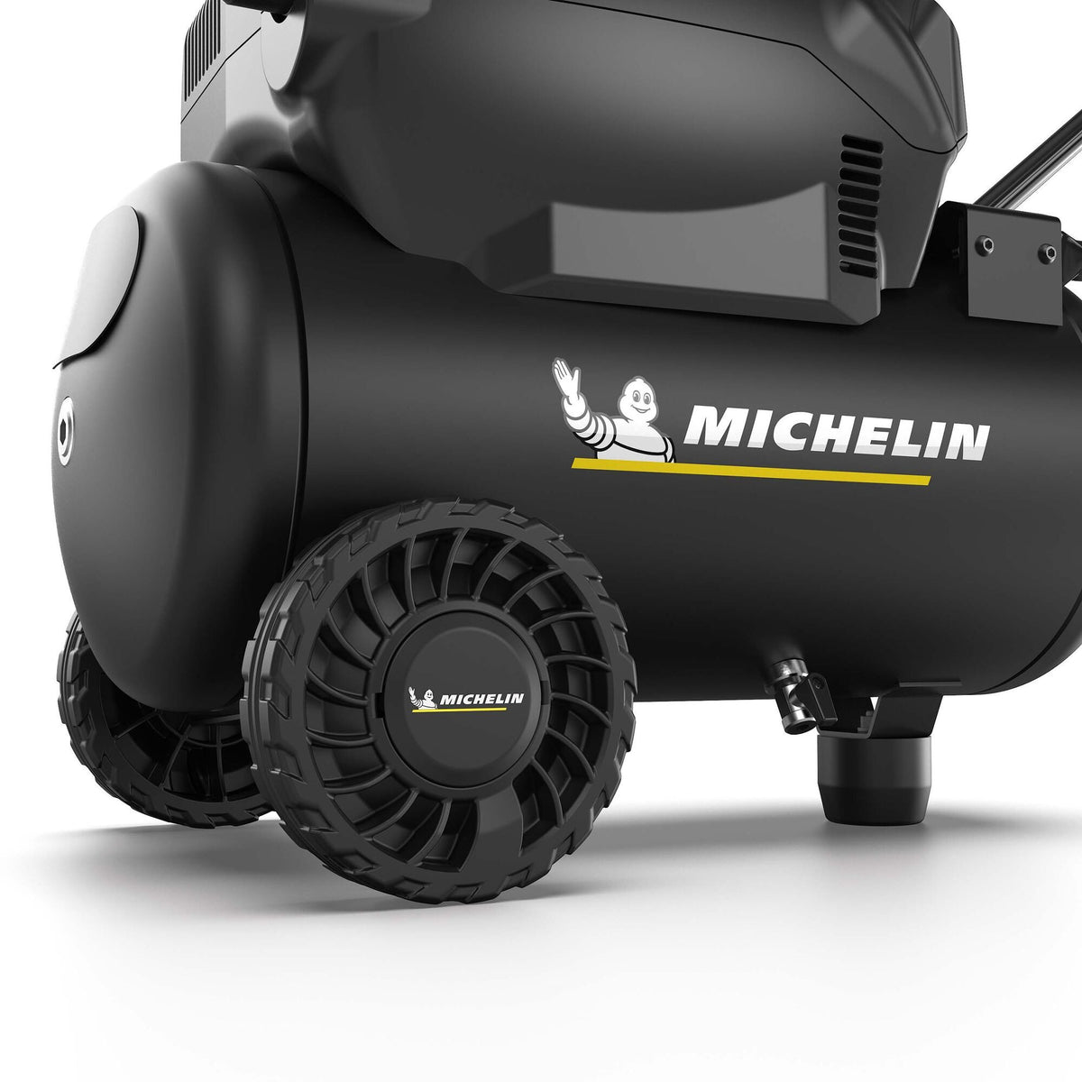 Kompresor bezolejowy MICHELIN MX POP AIR 24-1,5 z kołami i logo na zbiorniku